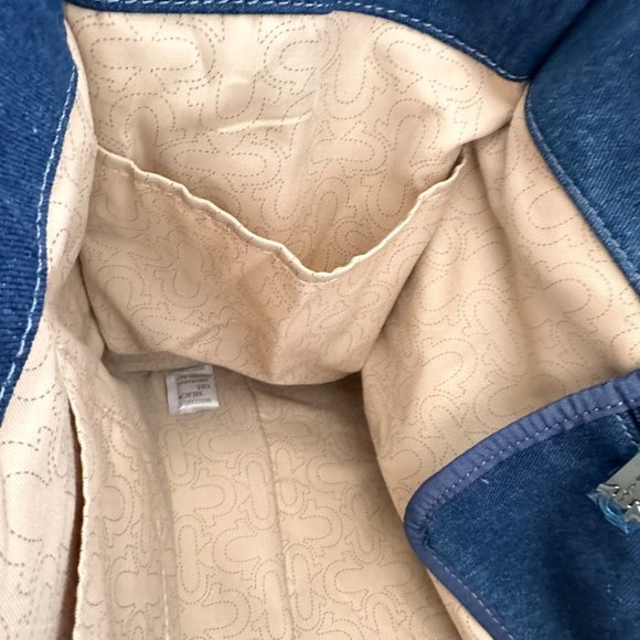 NWT True Religion Washed Navy Denim Large Tote - Picture 11 of 13